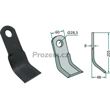 Mulčovací Y-nůž pro Berti, 205/8/28,5 mm