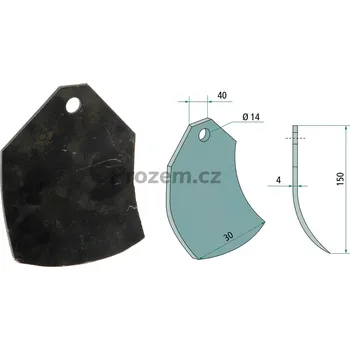 Pracovní nůž Mlátící nůž pro Taarup, 150/4/14 mm