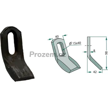 Mulčovací Y-nůž pro S.M.A., Twose, 199999, TX95, 98/8/15x40 mm
