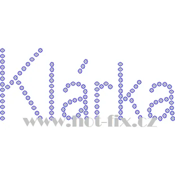 KLÁRKA - jméno JM03 nažehlovací hot-fix kamínková aplikace na textil, rozměr cca 11,7x4,9cm barva: kameny barva 101 Crystal /stříbrná