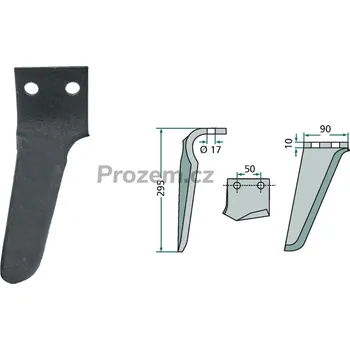 Příslušenství pro plot Hrot rotačních bran pravý pro Maschio, 50/295 mm, hřeb rotačních bran