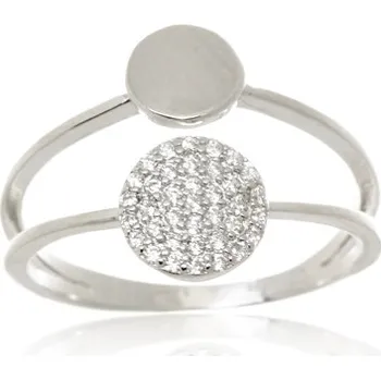 Prsten Stříbrný dvojitý prsten s čirými zirkony STRP0409F