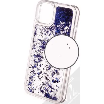Pouzdro na mobilní telefon 1Mcz Liquid Hexagon Sparkle ochranný kryt s přesýpacím efektem třpytek pro Apple iPhone 13 modrá (blue)