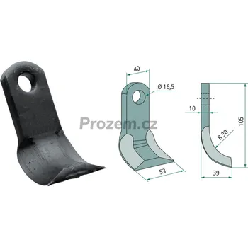 Mulčovací Y-nůž pro Müthing, Palladino, 105/10/16,5 mm