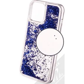 Pouzdro na mobilní telefon 1Mcz Liquid Hexagon Sparkle ochranný kryt s přesýpacím efektem třpytek pro Apple iPhone 13 Pro Max modrá (blue)