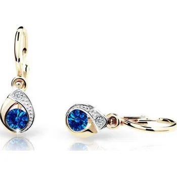 Náušnice Cutie Jewellery Dětské naušnice zlaté C1898Z-Blue Dark