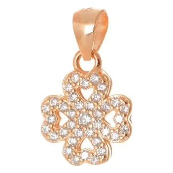 Přívěsek Stříbrný zlacený přívěšek čtyřlístek STRZ0808F