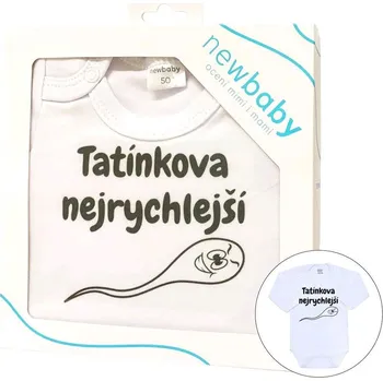 Kojenecký body Body s potiskem New Baby Tatínkova nejrychlejší - dárkové balení, vel. 80 (9-12m)