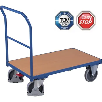 Plošinový vozík s madlem Variofit sw-500.100, do 400 kg, 97,5 x 50 x 97,5 cm Barva: modrá RAL5010