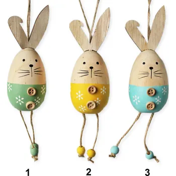Velikonoční dekorace Zajíc závěs dřevo 18cm mix (538472)