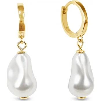 Náušnice Stříbrné pozlacené náušnice bílé perlové Lulu KCRG584316W White Pearl