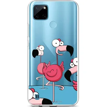Pouzdro na mobilní telefon Kryt Realme C21Y silikon Cartoon Flamingos (obal neboli pouzdro na Realme C21Y)