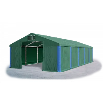 Zahradní stan Skladový stan 6x12x2m střecha PVC 560g/m2 boky PVC 500g/m2 konstrukce POLÁRNÍ PLUS Zelená Zelená Modrá