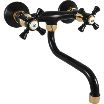 Morava retro Vodovodní baterie dřezová/umyvadlová, ručka 3, černá/zlato MK301.5/21CMATZ