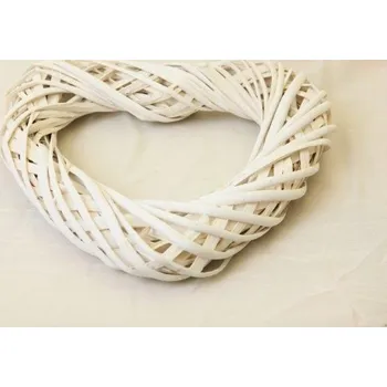 Srdce vrba proutí pletené, bílé, 20 cm