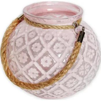 Svícen Svícen sklo 14cm růžová (539363)