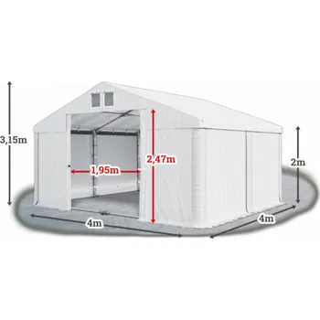 Zahradní stan Skladový stan 4x4x2m střecha PVC 560g/m2 boky PVC 500g/m2 konstrukce LÉTO PLUS Bílá Bílá Bílá