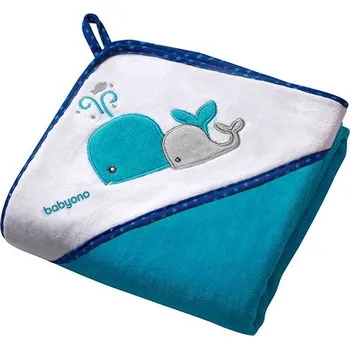 BabyOno Velur osuška s kapucí 100 x 100 cm modrá