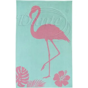Dekorativní polštářek Dante Plážová osuška Plameňák zelená - 100 x 160 cm