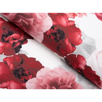 Dekorační látka PM-017 Velké červené květy - šířka 150 cm