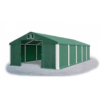 Zahradní stan Skladový stan 5x12x2,5m střecha PVC 560g/m2 boky PVC 500g/m2 konstrukce POLÁRNÍ Zelená Zelená Bílá