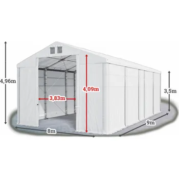 Zahradní stavba Skladový stan 8x9x3,5m střecha PVC 580g/m2 boky PVC 500g/m2 konstrukce ZIMA PLUS Bílá Bílá Bílá