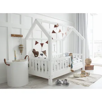 Dětská postel Luletto Domečková postel Bianco 80x180 cm, Bílá, nohy 10 cm, bez komínu