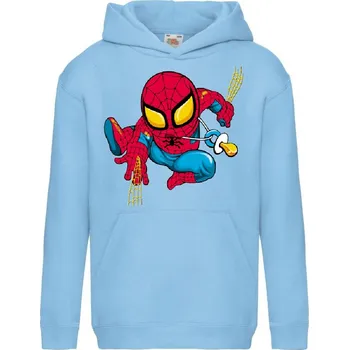Chlapecká mikina dětská levná mikina, kapuce, spiderman Barva: Sky blue - nebesky modrá, velikost: 128