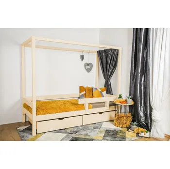 Dětská postel Vyspimese.CZ Dětská postel Míša se zábranou-dva šuplíky 80x160 cm, lak