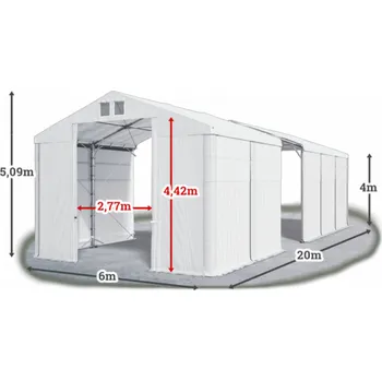 Zahradní stan Skladový stan 6x20x4m střecha PVC 560g/m2 boky PVC 500g/m2 konstrukce POLÁRNÍ Bílá Bílá Bílá
