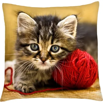 Polštář s motivem kočky 06, červená, Mybesthome 40x40 cm Varianta: Povlak na polštář s prošívanou výplní, 40x40 cm