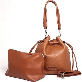 David Jones Paris Střední kabelka do ruky či rameno + etue David Jones CM6410 hnědá