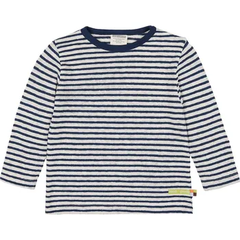 Dětské pruhované triko s dlouhým rukávem s příměsí lnu Tmavě modrá loud + proud Velikost: 74/80