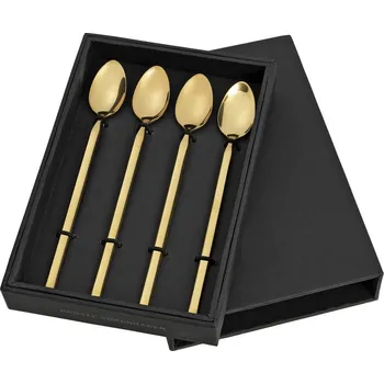 Příbor Dlouhá lžička 4 ks Broste TVIS - zlatá