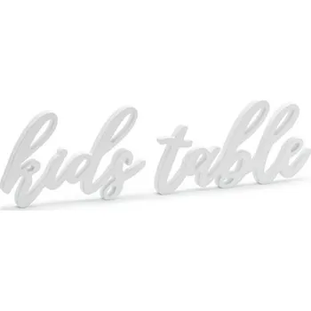 Svatební dekorace PartyDeco NÁPIS dřevěný Kids table bílý 38x10cm
