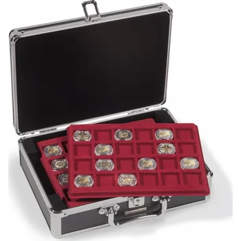 Obal pro sběratelský předmět LEUCHTTURM Kufr na plata na mince CARGO S6, červené plata Typ: Průměr 33 mm
