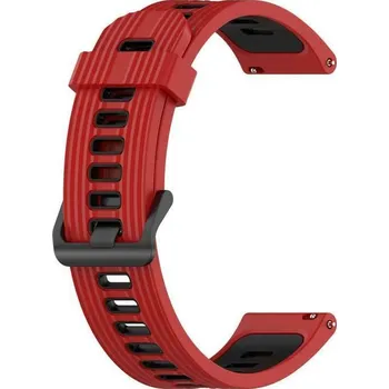 eses Silikonový řemínek dírkovaný - Červeno černý, 22 mm