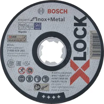 Řezný kotouč BOSCH plochý řezný kotouč Expert for Inox+Metal systému X-LOCK 115 x 1 mm 2608619263