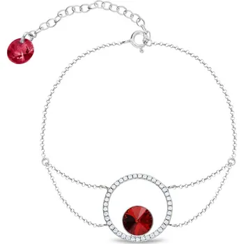 Náramek Stříbrný náramek červený se Swarovski Elements Orbita BCD1122SS39SC Scarlet
