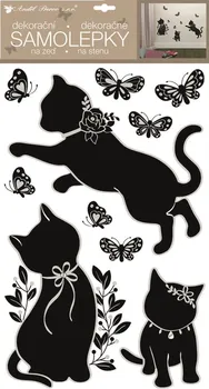 Samolepící dekorace Anděl Přerov Černé kotě s glitry a kamínky 32 x 60 cm