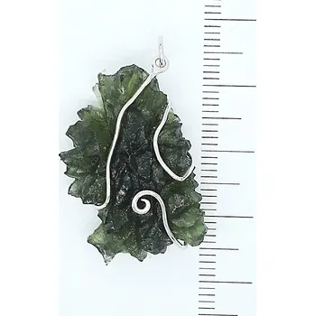 Přívěsek Přírodní vltavín Besednice, stříbrný přívěsek, 5,38 g