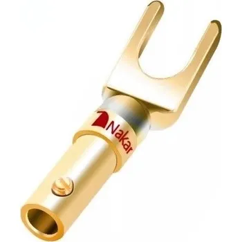Elektrický konektor Vidlička Nakamichi červená pozlacená mosazná šroubovací
