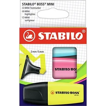 Zvýrazňovač - Stabilo Boss mini - 3 ks balení - žlutá, modrá, růžová