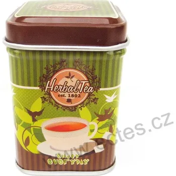 Dóza na potraviny HERBAL TEA zelená plechová dóza na čaj 7422 bílý čajový šálek