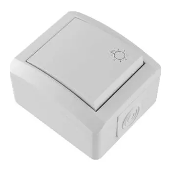 Elektrická zásuvka Tlačítko světlo IP44, 10A/250V bílá