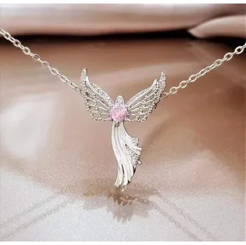 Souprava šperků Řetízek s přívěskem anděla a křišťálovým srdcem (Řetízek s přívěskem)