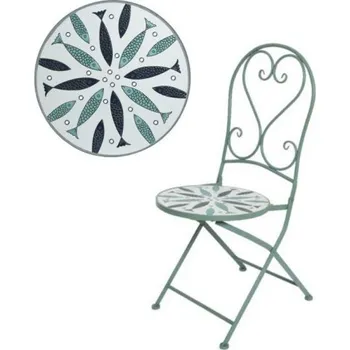 Zahradní kovová židle, VOLOS, zeleno - modrá
