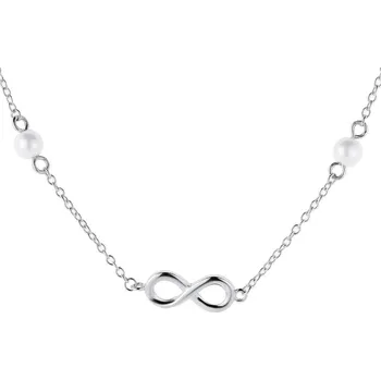 Náhrdelník Stříbrný náhrdelník s perličkami a nekonečnem