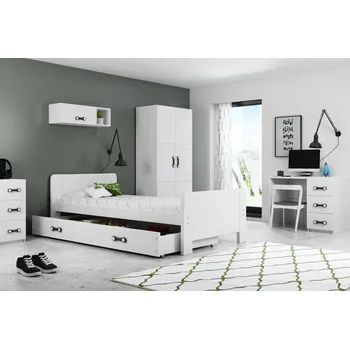 Postel BMS Group Dětská postel Darek 200x80 Bílá (rošt + matrace Zdarma)