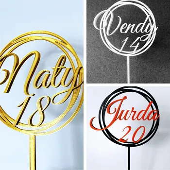 Dortová svíčka Zápich - Číslo, jméno v kruhu (bílá, černá, zlatá...)